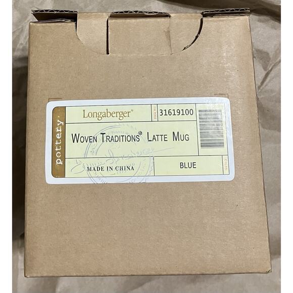 Longaberger Pottery Woven Traditions Latte Mug 31619100 Stoneware Holds 14 oz. - Picture 9 of 11